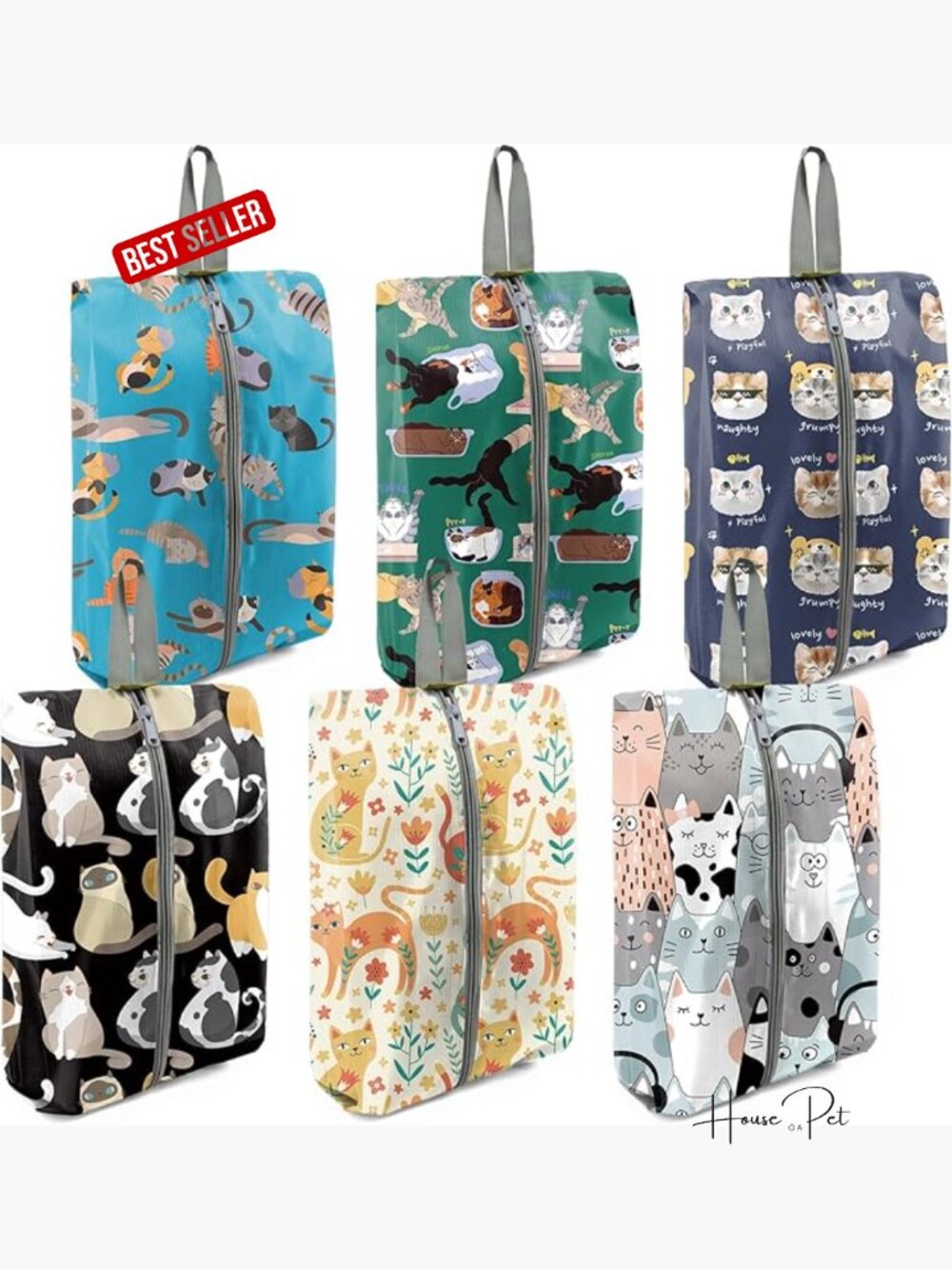 Shoe Bags 6 Pack for Travel with Handle Nylon Packing Organizers for Suitcase